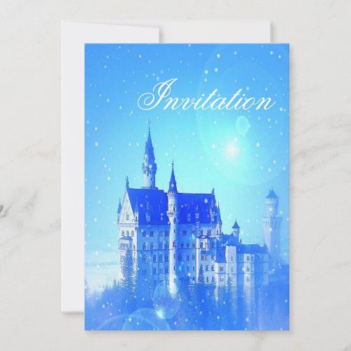 Blue Castle Princess Birthday Party Invitation