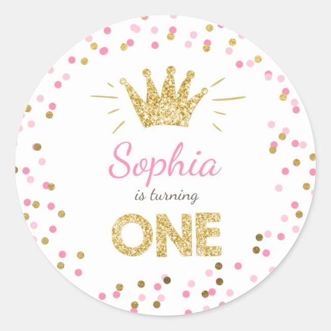 Princess Party Favor Tags Envelope Pink and Gold
