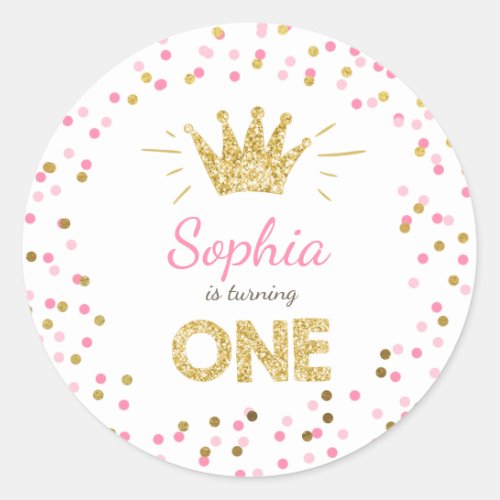Princess Party Favor Tags Envelope Pink and Gold