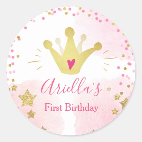 Princess Party Favor Tags Envelope Pink and Gold