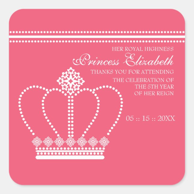 Princess Party Favor Thank You Stickers (Front)
