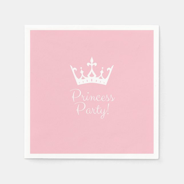 Princess Party Girly Pink and White Napkins (Front)