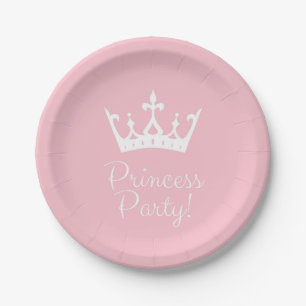 Princess Party Girly Pink and White Paper Plates