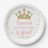 Princess Party Gold Crown Confetti Pink