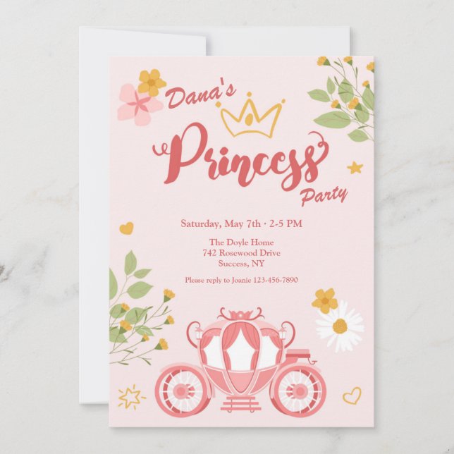 Princess Party  Invitation (Front)