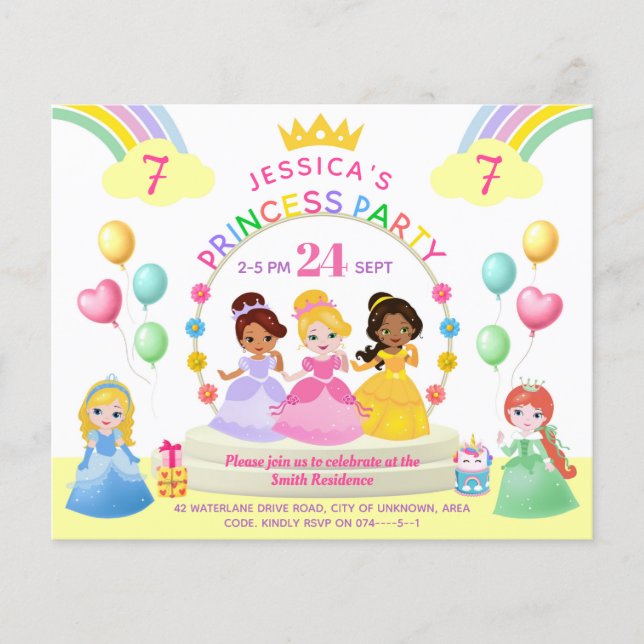 Princess Party Kid Birthday Invitation (Front)