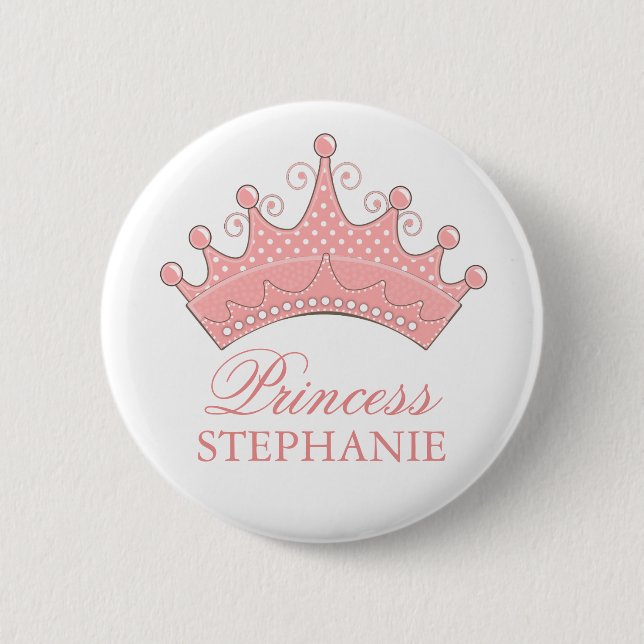 Princess Party Personalized Crown Button (Front)