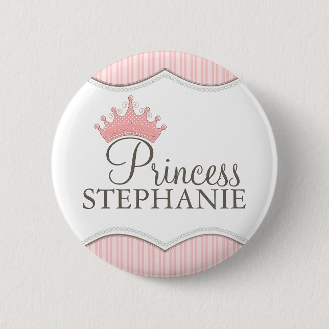 Princess Party Personalized Crown Button (Front)
