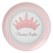 Princess Party Personalized Pink Crown Plate (Front)