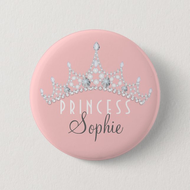 Princess Party Personalized Tiara Button (Front)