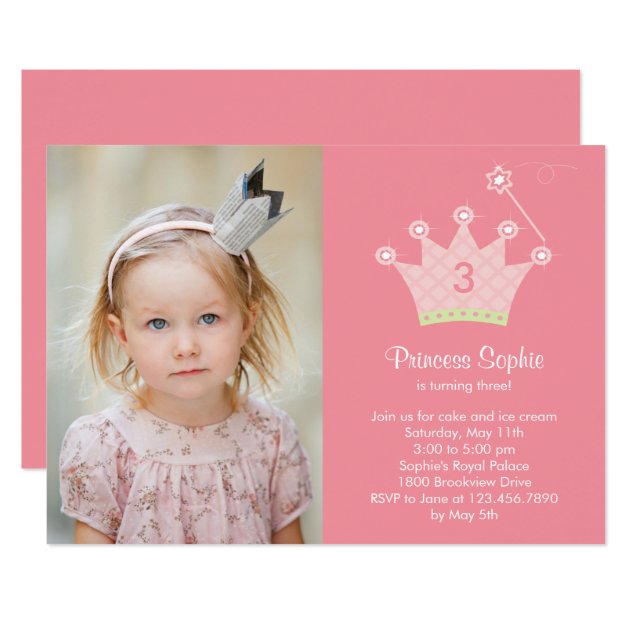 Princess Party Photo Birthday Invitation