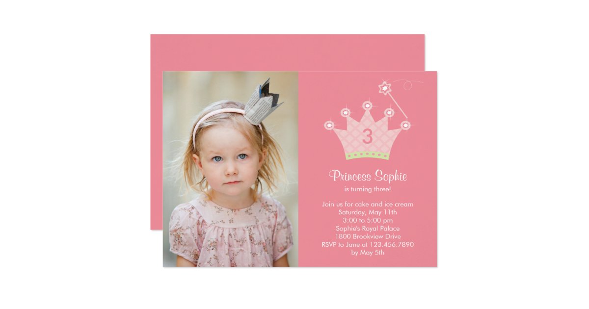 Princess Party Photo Birthday Invitation | Zazzle