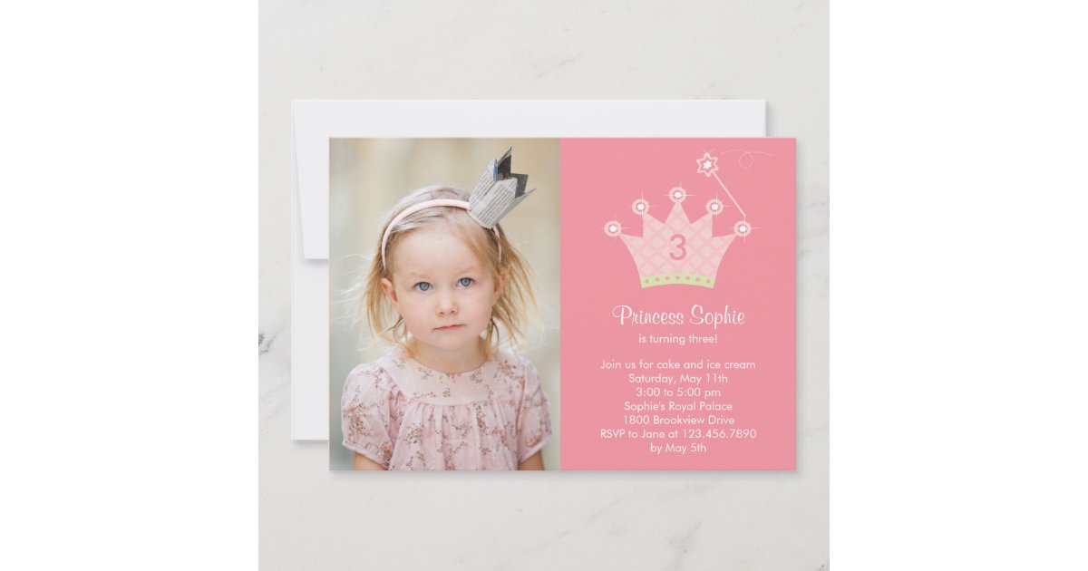 Princess Party Photo Birthday Invitation | Zazzle