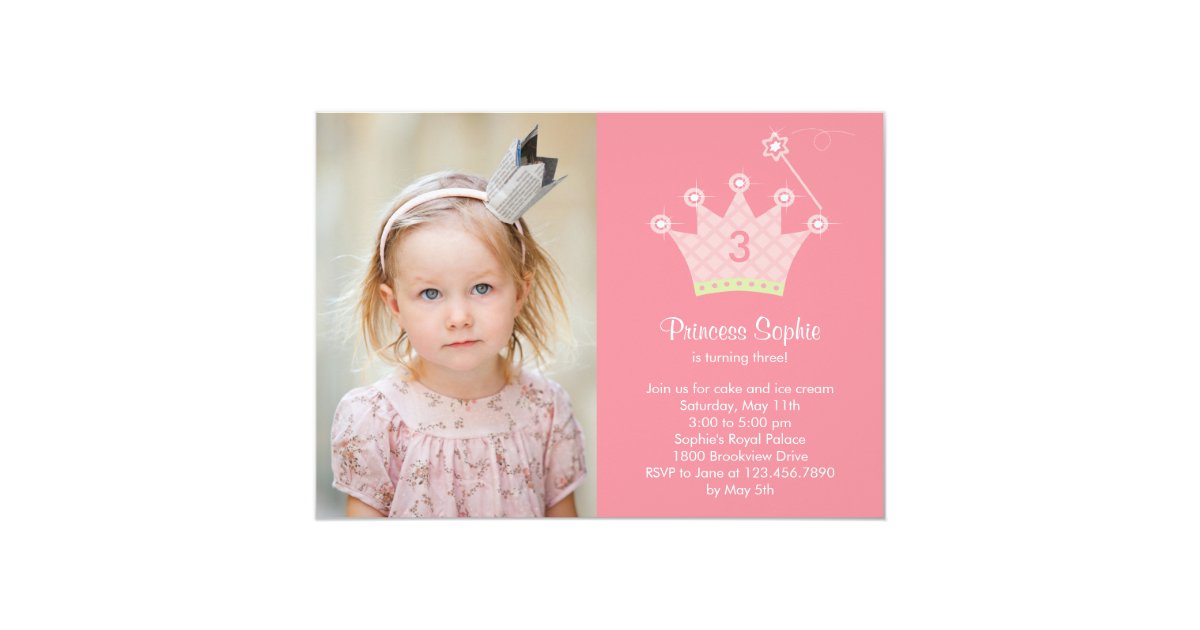 Princess Party Photo Birthday Invitation | Zazzle