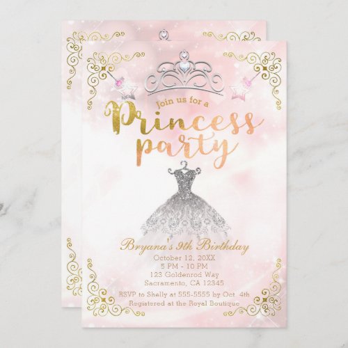 PRINCESS PARTY Pink Sparkle Birthday Party ANY AGE Invitation