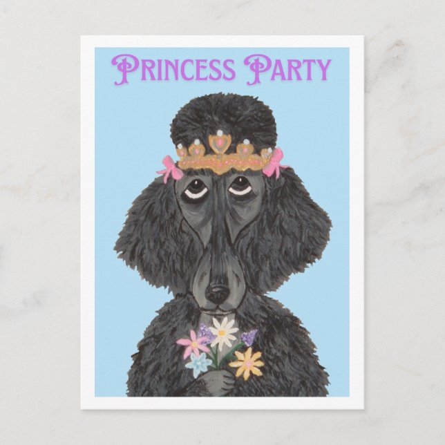 Princess Party Poodle Invitation Postcard (Front)