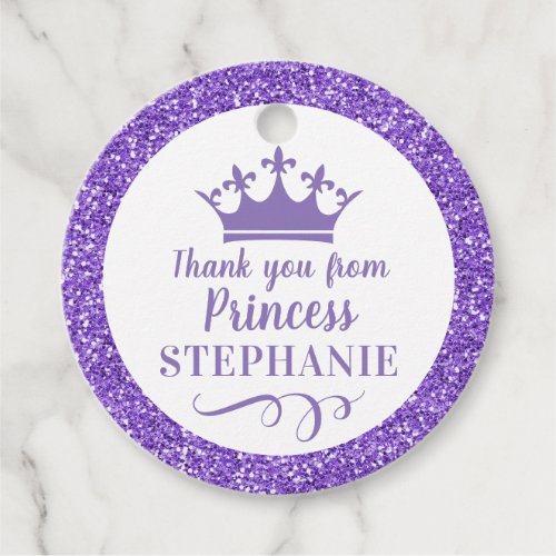 Princess Party Purple Crown Thank You  Favor Tags