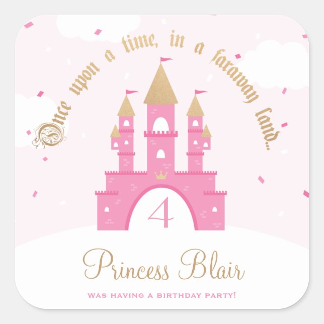 Princess Party Square Sticker (Front)