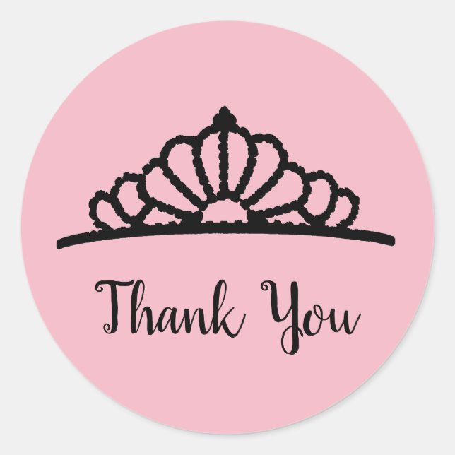 Princess Party Tiara Thank You Stickers (Front)