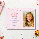 Princess Pastel Pink Girls Birthday Party Photo Thank You Card<br><div class="desc">Princess Crown Pastel Pink Little Girl Birthday collection, is a magical design for party stationery and supplies for a perfect princess birthday! This collection features delicate pastel pinks, soft purple accents, and charming crown motifs, ideal for any little girl’s royal celebration. From custom invitations and thank-you cards to matching banners,...</div>