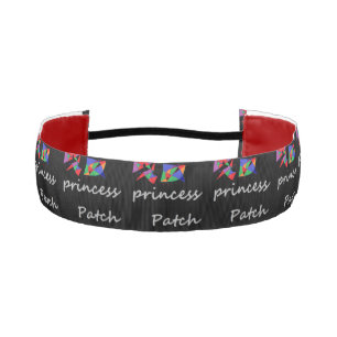 Princess Patch logo text design red blue on black Athletic Headband