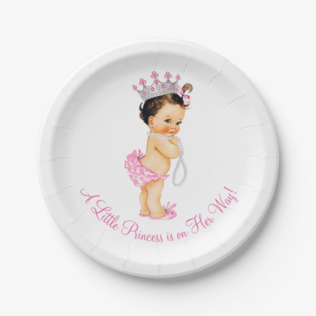 Princess Pearls Baby Shower Paper Plates (Front)