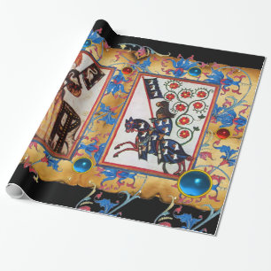 PRINCESS PENTHESILEA AND BLUE KNIGHT ON HORSEBACK WRAPPING PAPER