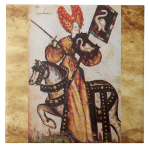 PRINCESS PENTHESILEA AS MEDIEVAL KNIGHT Heraldic Ceramic Tile