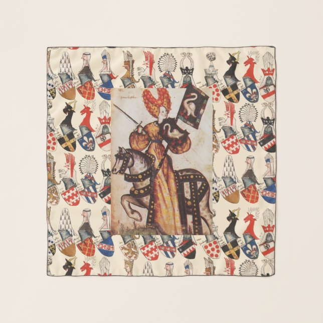PRINCESS PENTHESILEA AS MEDIEVAL KNIGHT Heraldic  Scarf (Front)