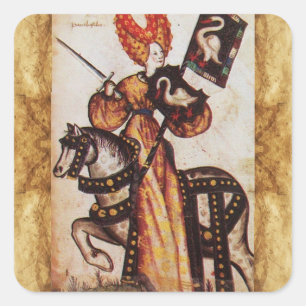 PRINCESS PENTHESILEA AS MEDIEVAL KNIGHT Heraldic Square Sticker