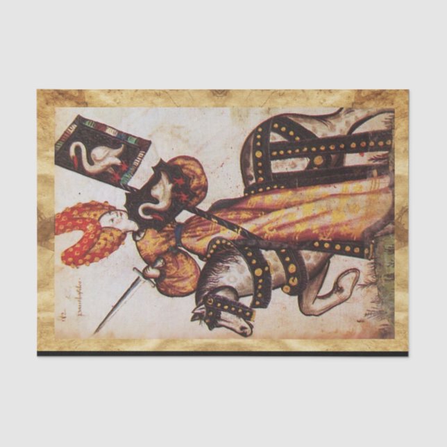 PRINCESS PENTHESILEA AS MEDIEVAL KNIGHT Heraldic  Tissue Paper (Front)