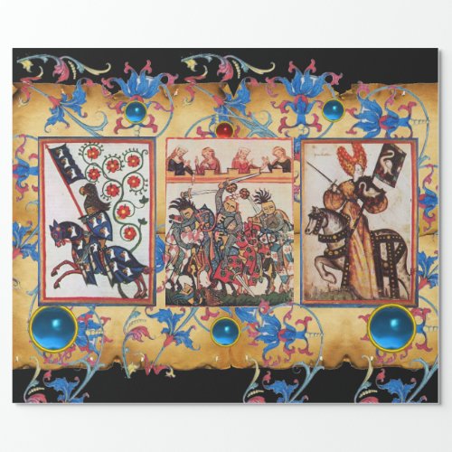 PRINCESS PENTHESILEIA AND BLUE KNIGHT HORSEBACK WRAPPING PAPER