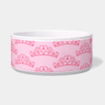 Princess Pet Bowl<br><div class="desc">Medium size pet bowl shown in white with a solid color pink accent strip with a cute princess tiara print design. 
Customize this bowl or buy as is. Choose from medium or large size bowl.</div>