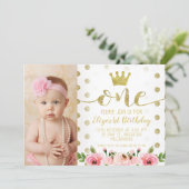 Princess Photo 1st Birthday Party Invitation (Standing Front)