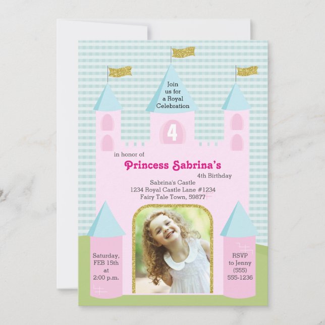 Princess Photo Birthday Party Castle Invitation (Front)