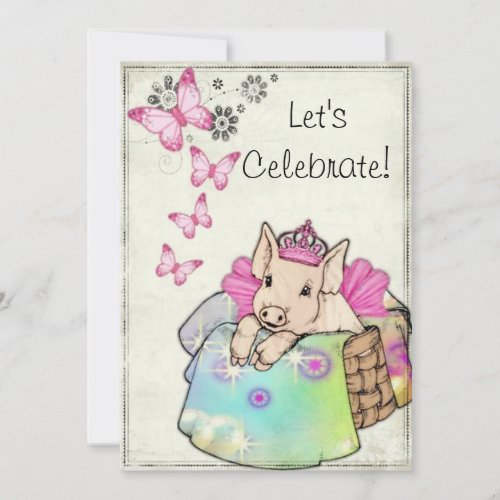Princess Piggy in a Blanket Invitation