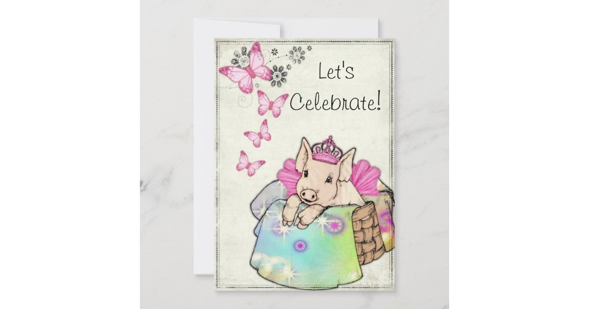 Princess Piggy in a Blanket Invitation Zazzle