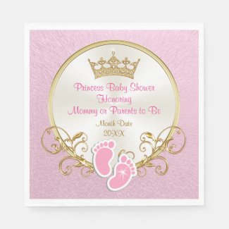 Princess Pink and Gold Baby Shower Napkins