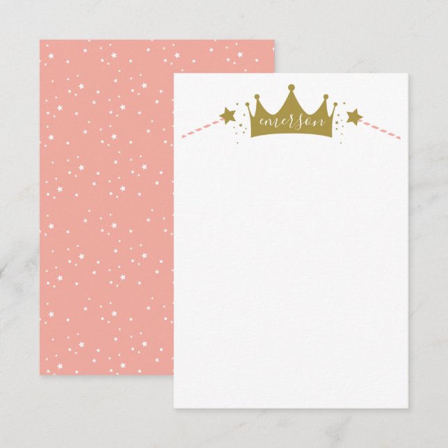 Princess Pink and Gold Script Name  Thank You Card (Front/Back)