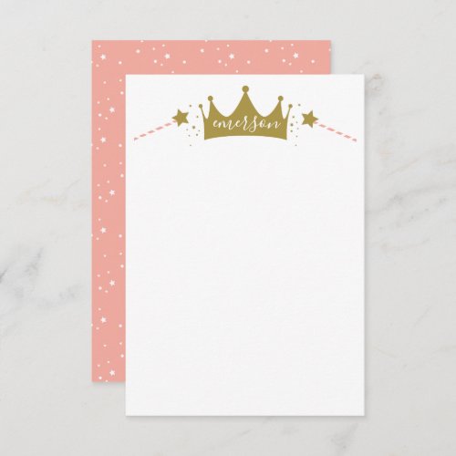 Princess Pink and Gold Script Name  Thank You Card