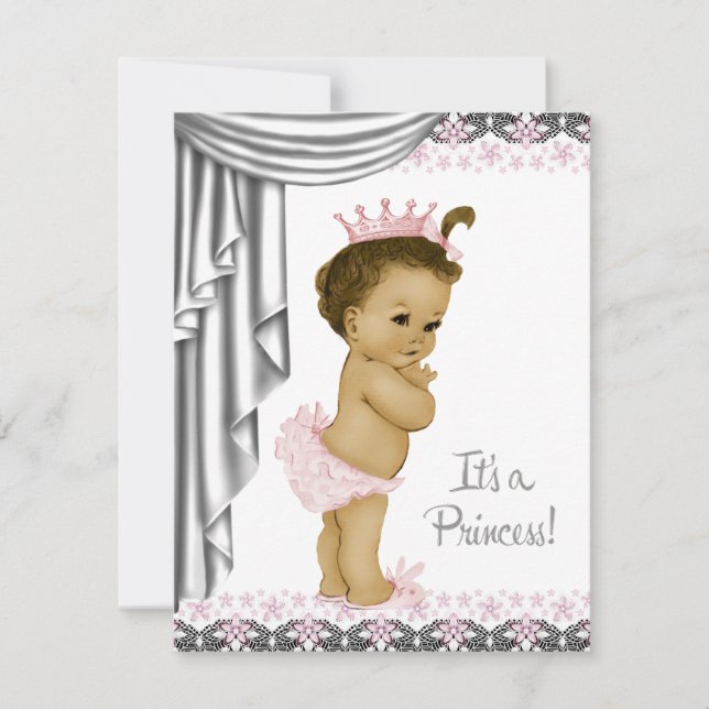 Princess Pink and Gray Baby Girl Shower Invitation (Front)