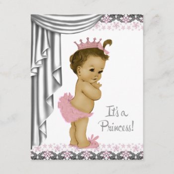 Princess Pink And Gray Baby Girl Shower Invitation by The_Vintage_Boutique at Zazzle