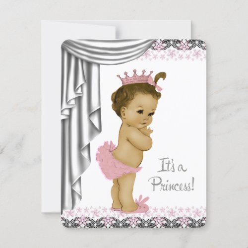 Princess Pink and Gray Baby Girl Shower Invitation