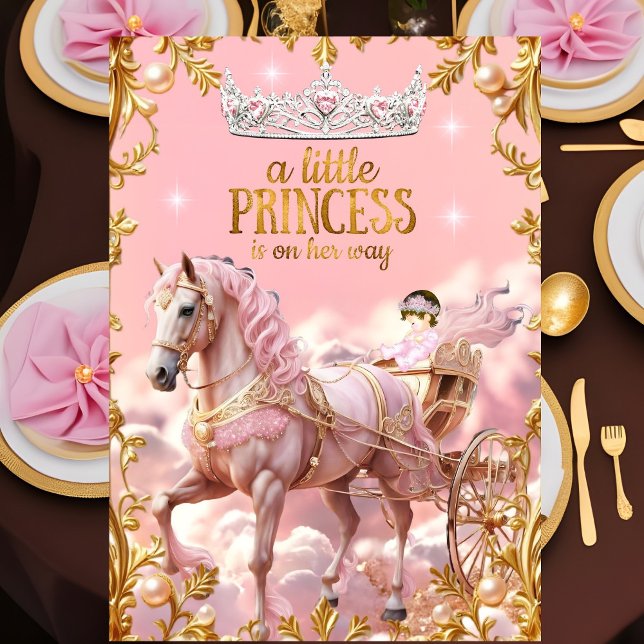 Princess Pink Baby Shower Horse Carriage Invitation (Creator Uploaded)