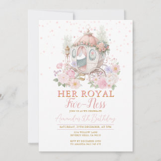 Princess Pink Birthday Blush Floral Carriage Invitation