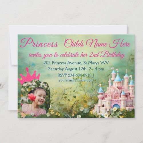 Princess Pink Birthday Castle Floral Fairytale