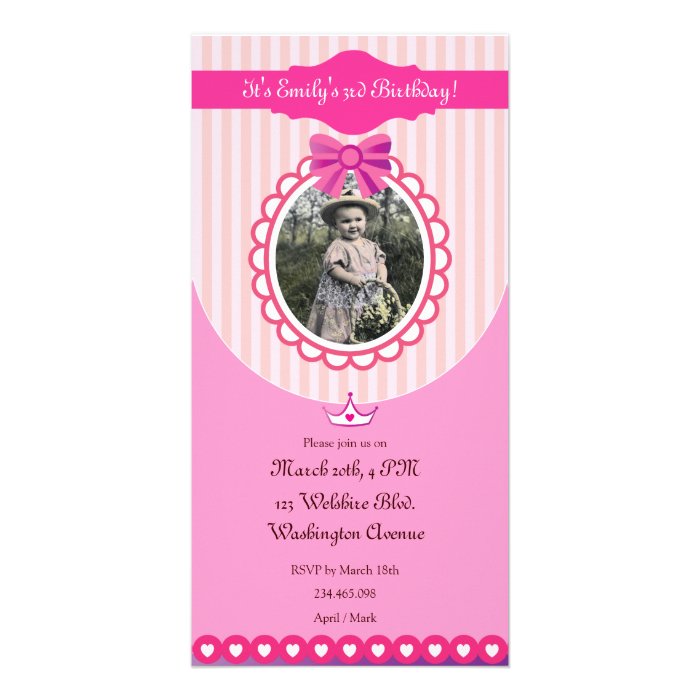 Princess Pink Birthday Photo Card Invitation