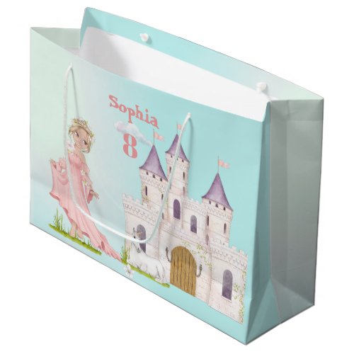Princess Pink Blue Castle Cute Birthday Large Gift Bag