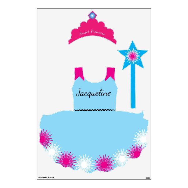 Princess Pink Blue Name Wall Decal (Front)