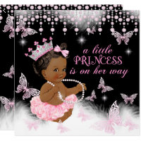 Princess Pink Butterfly Baby Shower Ethnic Card
